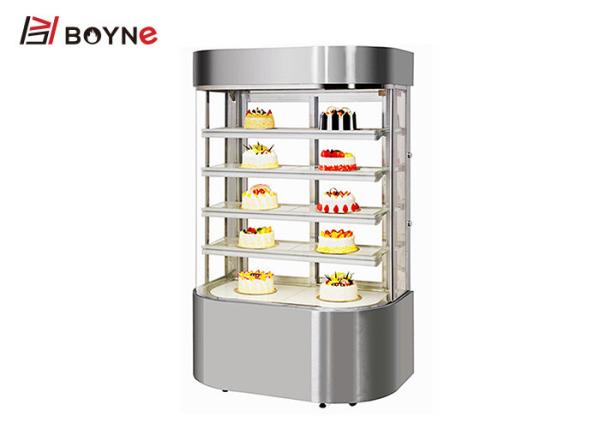 Cheap Industrial Vertical Cake Display Fridge Stainless Steel 5 Layer Sliding Door Danfoss Compressor for sale