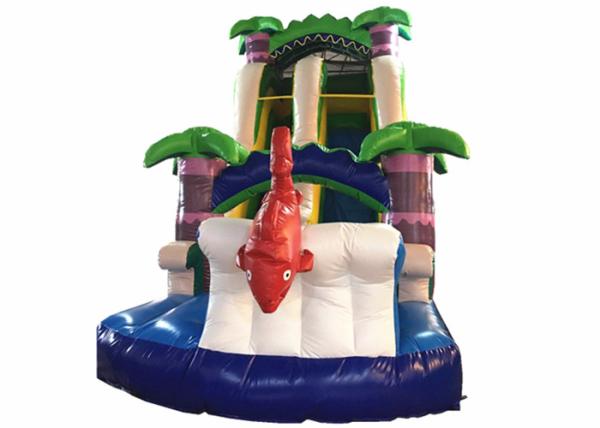 Cheap Hot sale inflatable whale palm trees single dry slide with arch commercial inflatable small dry slide for sale