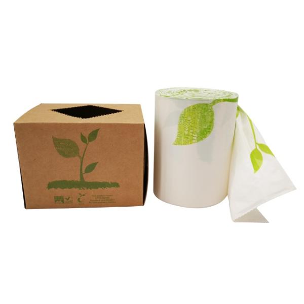 100% Biodegradable Disposable Compostable Garbage Bag, Biodegradable Kitchen Bin Liner Compostable Flat Trash Bag On Rol
