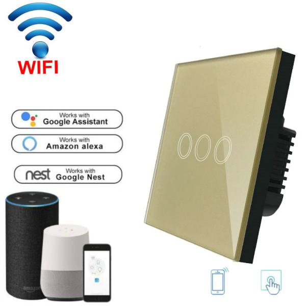 Cheap Wireless Wifi Touch switch 220v Wall Light Switch EU standard home automation WiFi switch Mobile APP Control for sale