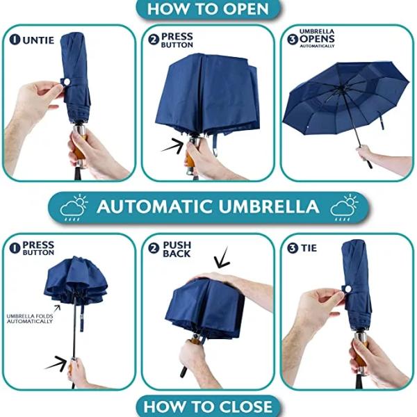 Canopy 210T Three Portable Folding Umbrella 9 Fiberglass Ribs