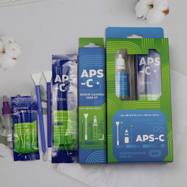Cheap 3 In 1 Portable Double Ended Microfiber Sensor Swab APS-C Camera Cleaning Kit With Solution for sale