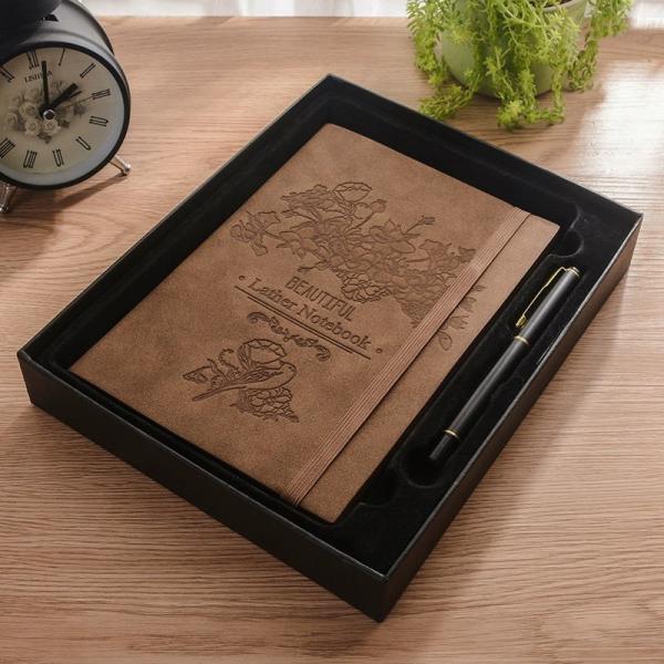 Cheap Spiral Binding Custom Diary Leather Notebook Executive Gift Set for sale