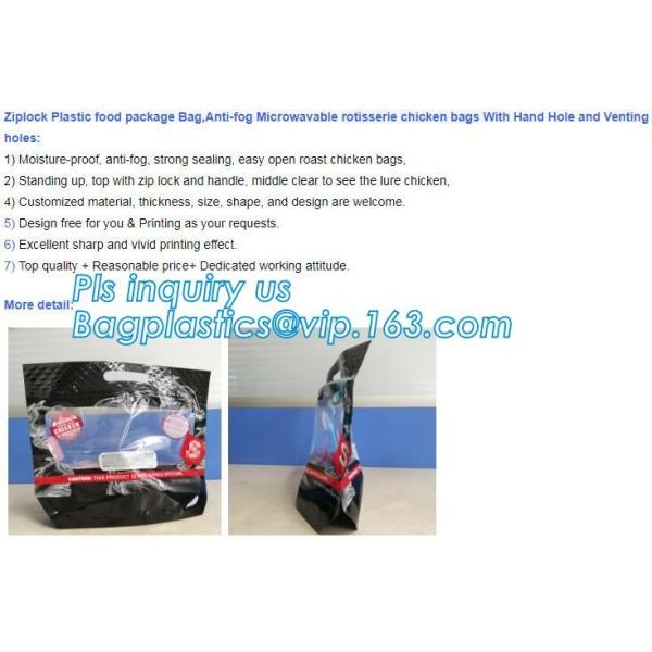 Resealable Grease Proof Bags, Grilled Chicken Bag, Stand Up Roasted Packaging, Hot Roast Pouch Anti Fog