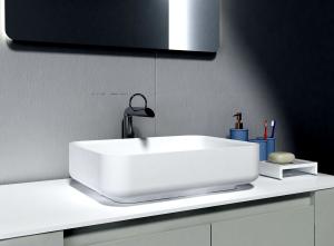 Square Table Top Counter Wash Basin Stone Resin Counter Top Sink