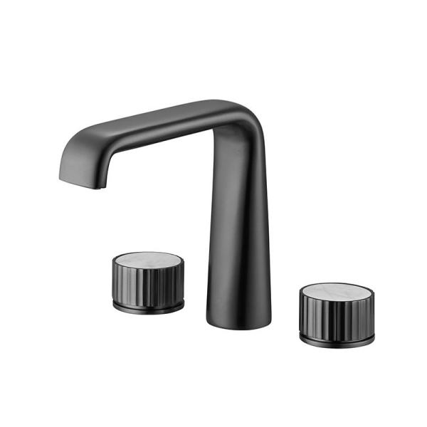 Cheap Widespread 3 Hole Two Hand Bathroom Sink Faucet 200mm Width for sale