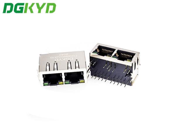 Cheap 1X2 8P10C TAB Down RJ45 Ethernet Connector With LED for sale
