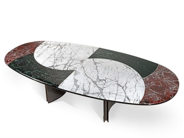 Cheap JASON Modern Dining Room Tables With Unique Oval Marble Top Composed for sale