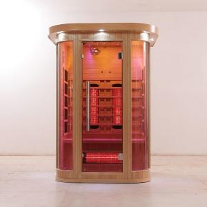 China Deluxe Solid Wood Full Spectrum And Carbon Heater 2 Person Infrared Sauna Indoor on sale