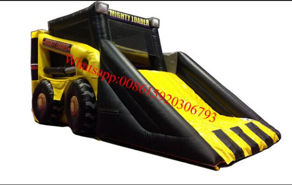 Cheap Mini yellow and black loader inflatable bouncer slide combo for sale