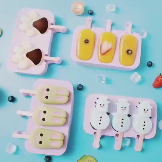 Silicone Homemade Cartoon Ice Cube Model Household Ice Cream Popsicle Mold