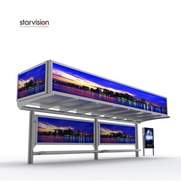 Cheap Simple Elegant 1600mm High Smart Bus Shelter With Outdoor Advertising Light Box for sale