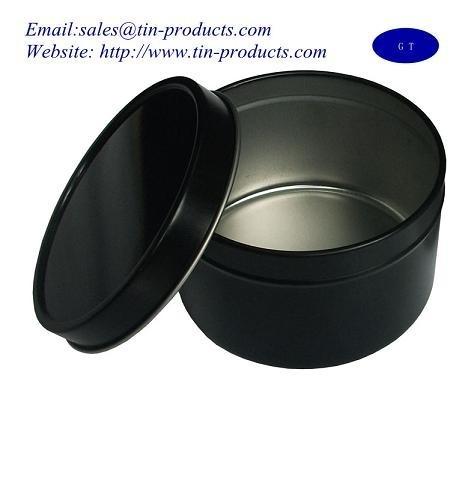 Cheap Custom Round Candle Tin Box, Metal Candle Box, Tin Case, Black Round Case -Goldentinbox for sale