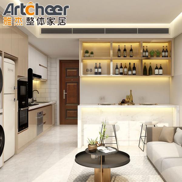 Cheap Customized Wood Veneer Kitchen Cabinet Furniture with Island Durable and Modern Design for sale
