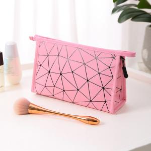 Best Pink Toiletry Zipper PU Leather Custom Printed Waterproof Cosmetic Bag wholesale