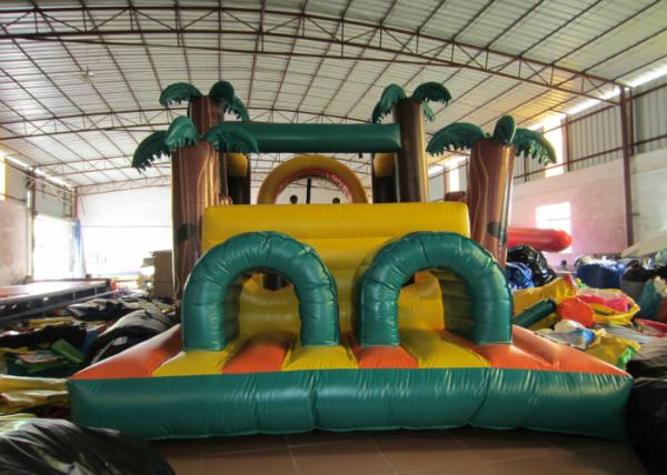 Cheap Attractive Palm Tree Inflatable Obstacle Courses 0.55mm Pvc Tarpaulin 12 X 4m for sale