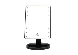 China Black Casing LED Cosmetic Mirror Table Stand Lighted Make Up Mirror With 16 Pcs Lights on sale