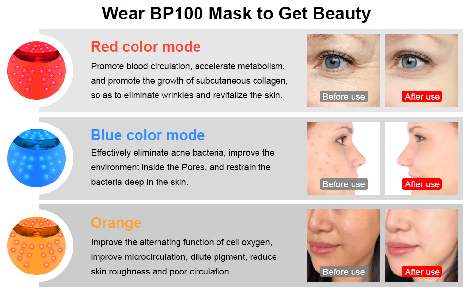 620nm 460nm Red Blue Yellow Light Therapy Mask For Eliminate Wrinkle