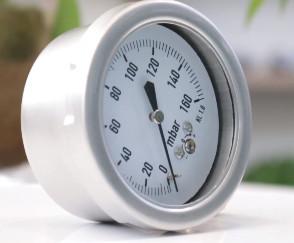 China Lower Back Connection Pressure Gauge Capsule Manometer 0-3 Psi DN40-DN63 on sale