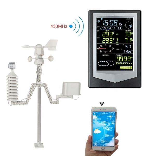 Cheap 1.8KG Wireless WIFI Weather Station With Color Display Temperature And Humidity Sensor for sale