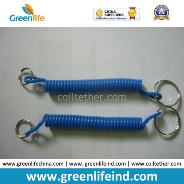 Cheap Simple Design Blue Spring String Coiled Key Chain Lanyard Holder for sale