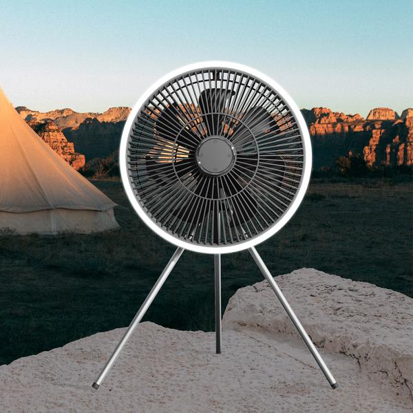 Cheap Battery 10000mAh Rechargeable Table Fan 12 Inch Lantern LED Tent Light Fan for sale