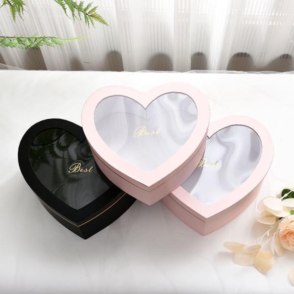 Cheap Custom Heart-Shaped Transparent Window Flower Box With Your Own Logo Personalized Box for sale
