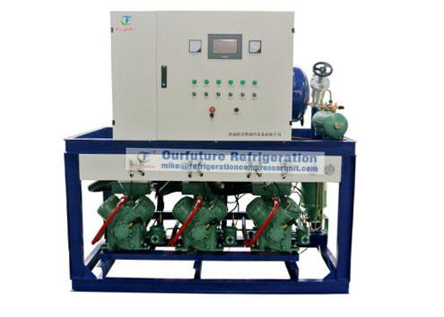 Cheap R404a  refrigeration compressor unit for -18℃ lamb cold storage with PLC auto control system for sale