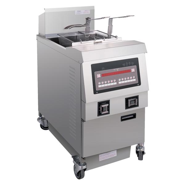 Cheap Gas Heating 220V Digital Computer Panel One Pot Two Baskets Open Deep Fryer for sale