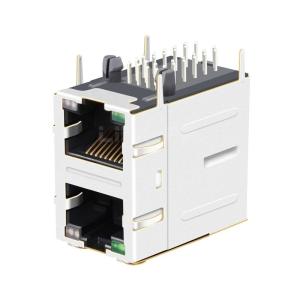 China 10/100/1000 Base-T Tab Both Green/Green&Yellow LED 2X1 Port 10P8C RJ45 Modular Connector on sale