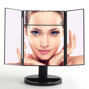 China Tri-fold & Four Sides Vanity Makeup Mirror with 8 Led Lights, Portable Lighted Makeup Mirror with 1x/5x Magnification on sale
