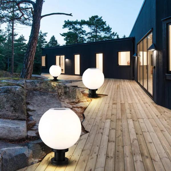 Cheap Acrylic Round Ball Solar Lights 67LM Solar Gate Post Light White for sale