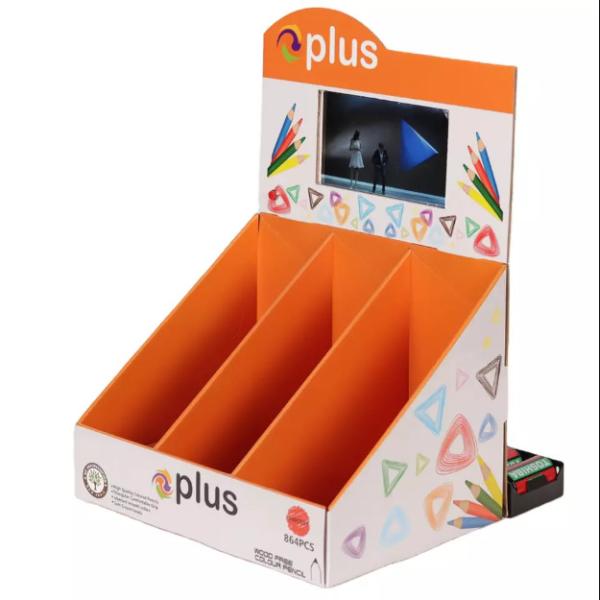 Cheap LCD Screen Shop POP Cardboard Countertop Displays Stationery Colored Pencils Rack for sale