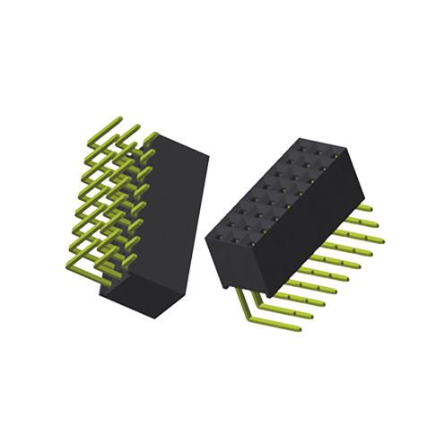 Cheap Double Row Gold Flash Right Angle header connector For PCB 2.54mm for sale