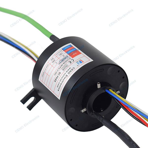 Cheap Ethernet Signal Slip Ring with Through Bore 25mm Rotating Electrical Connector for sale
