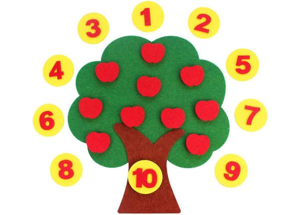 Cheap Digital Pairing Apple Tree 24*22cm Felt Learning Toys for sale
