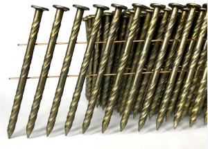China 120pcs / Coil Coil Roofing Nails Yellow Twisted Shank Construction on sale