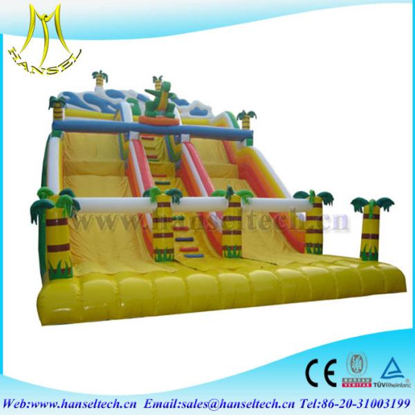 Cheap Hansel attractive kids amusement park games inflatable climbing wall with slide for sale