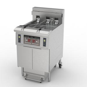 electric two pots 3 baskets 21.5L+11.6L with oil filter system chips open deep fryer