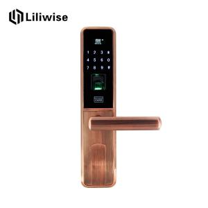 China Combination Electronic Door Locks Keypad Deadbolt Red Bronze With Finger Scanner on sale