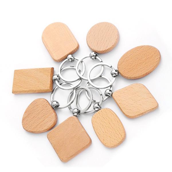 Cheap Personalized Wooden Keychains With Name Customized Round Sublimation Keyring for sale