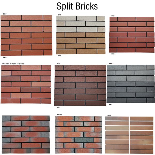 Grey Split Face Brick Wall Thin Brick Deacorative Tiles Durable Exterior & Interior Wall Cladding for Modern & Traditional Building Facades
