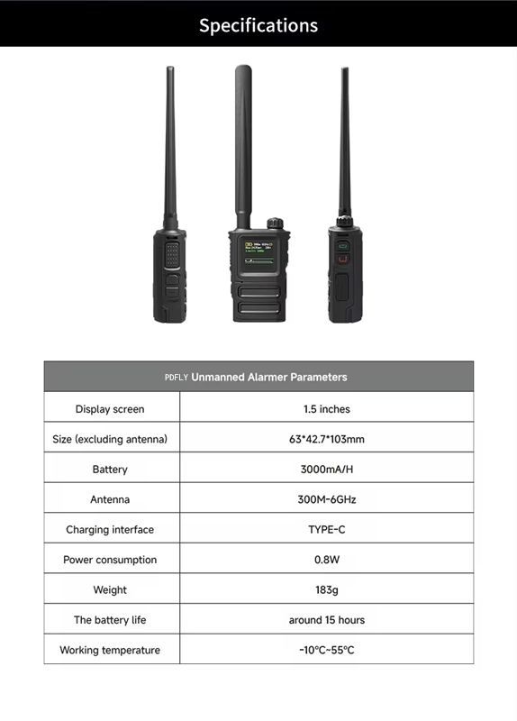 Hand-Held Drone Signal Detection Alarm System 300MHz-6GHz Frequency Range Detector with Cell Phone WiFi GPS Jammer