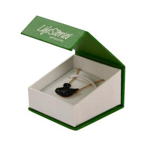 China Green Magnetic Flip Top Gift Box , Necklace / Earring Jewelry Cardboard Box on sale