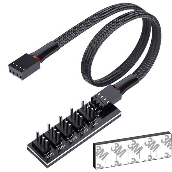 Cheap 1 to 5 Ways 4 Pin Splitter PWM PC Fan Hub Power Supply Cable for ATX Computer Case 4 Pin and 3 Pin Cooling Fans for sale