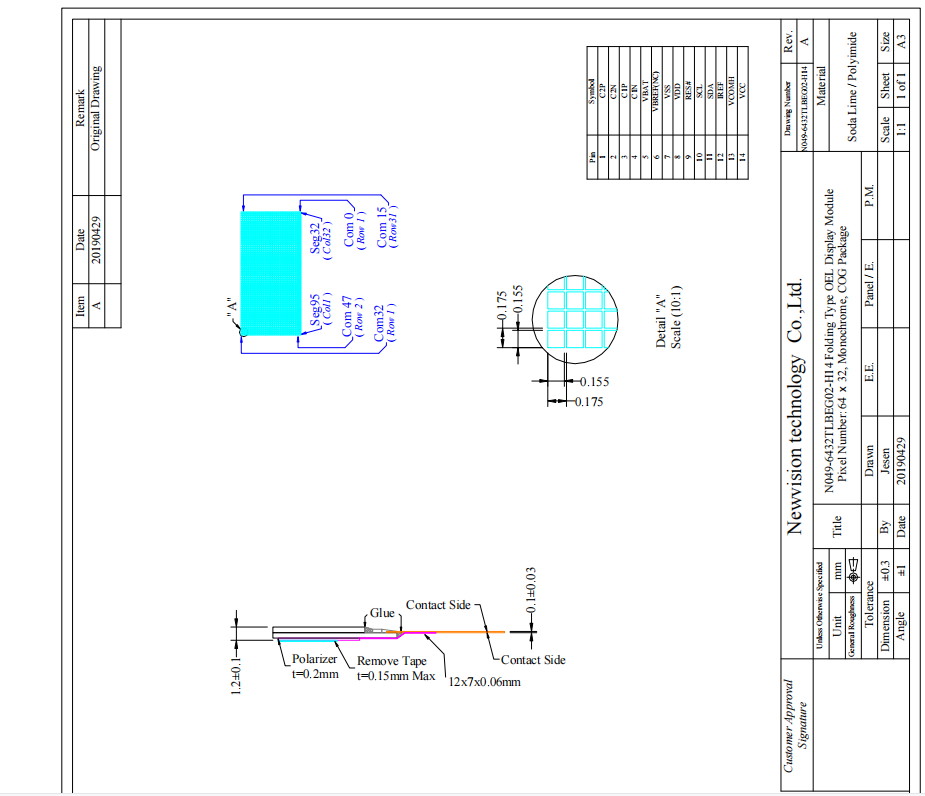 0.49'' OLED Monochrome Display Strong Color Performance Ultra-thin Design OLED LCD