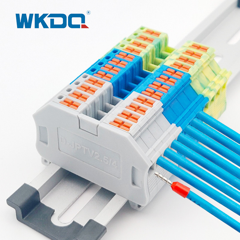 Anti Flamming Push In Ground Terminal Block Side Entry Wiring 2.5 Mm2