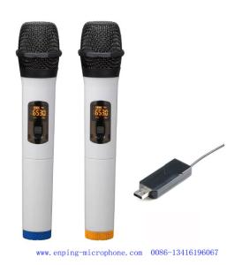 Best C4 / cheap universal USB UHF wireless microphone with 16 selectable frequency with two handhelds wholesale