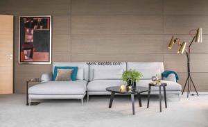 China Leisure home furniture sofa hotel lobby lounge fabric sectional sofa with modern chrome legs on sale