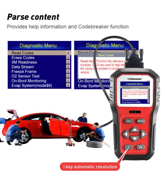 Cheap Konnwei KW860 Car  Obd2 Scanner Code Reader with DTC explaination for sale
